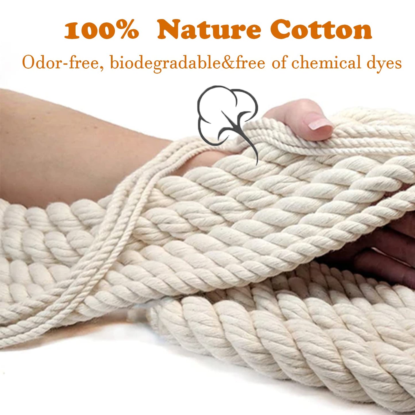 Klhamky 4mm546yd Natural Macrame Cotton Cord - 4 Strand Twisted 100% Cotton for Handmade Wall Hanging, DIY, Craft Making, Knitting, Plant Hangers, Decorative Projects (Beige)