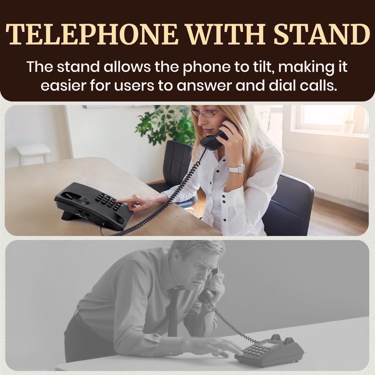 Uvital Landline Telephone for Home, Corded Phone for Landline, Telephone Landline Phones, One Key Redial, Flash, Mute, Pause, Easy to Operate, Desktop Phone for Home or Office, Black