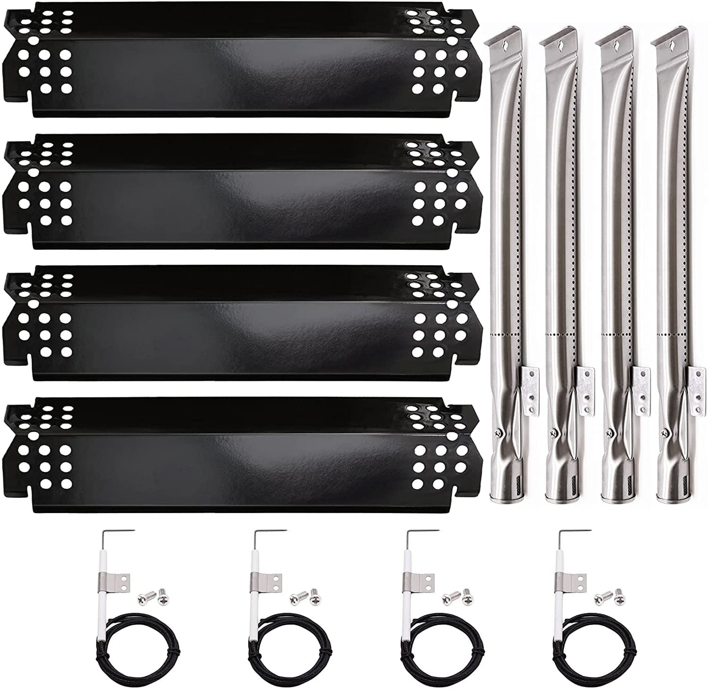 Criditpid Barbecue Replacement Parts for Nexgrill 720-0830H 720-0783E 720-0888 720-0888n, 4-Pack Heat Plate Shields Grill Burners Igniters Parts for Nexgrill 4 Burner 720-0830H