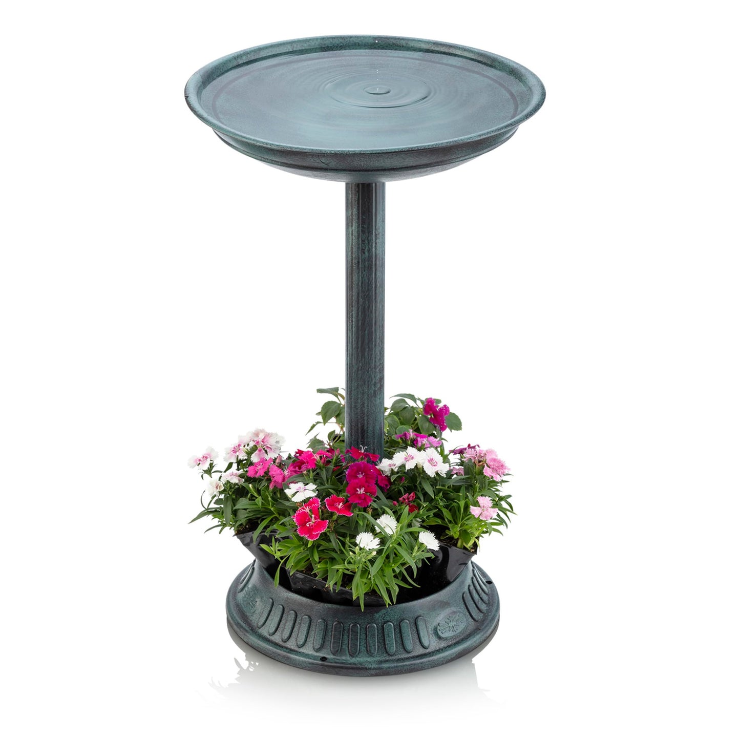 Alpine Corporation - 25" Tall Outdoor Birdbath with Planter Yard Statue, Green – Stunning Garden Accent to Attract Birds - Durable Polypropylene Construction for Patio, Deck, or Yard