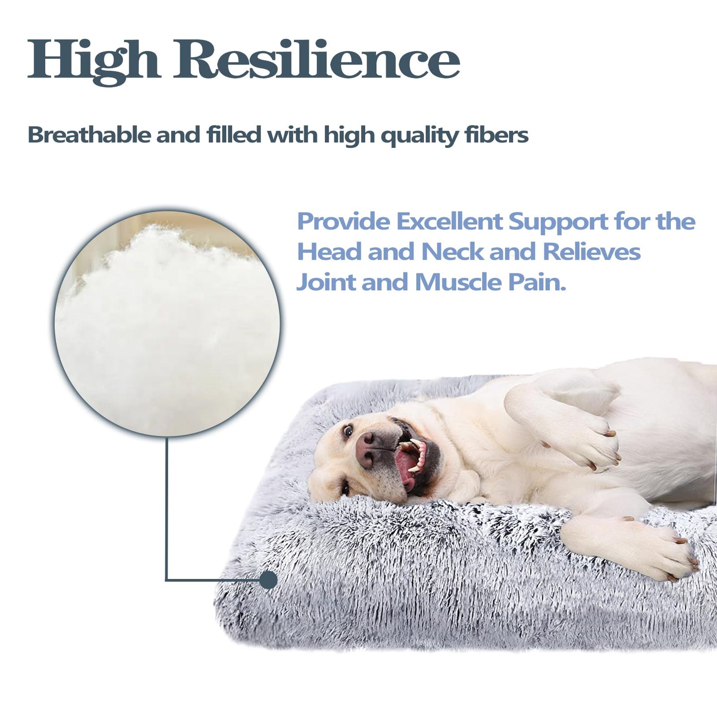 Dog Bed, Dog Beds for Medium Dogs, Long Plush Soft Calming Pet Bed, Washable Comfortable Crate Mat with Anti-Slip Bottom