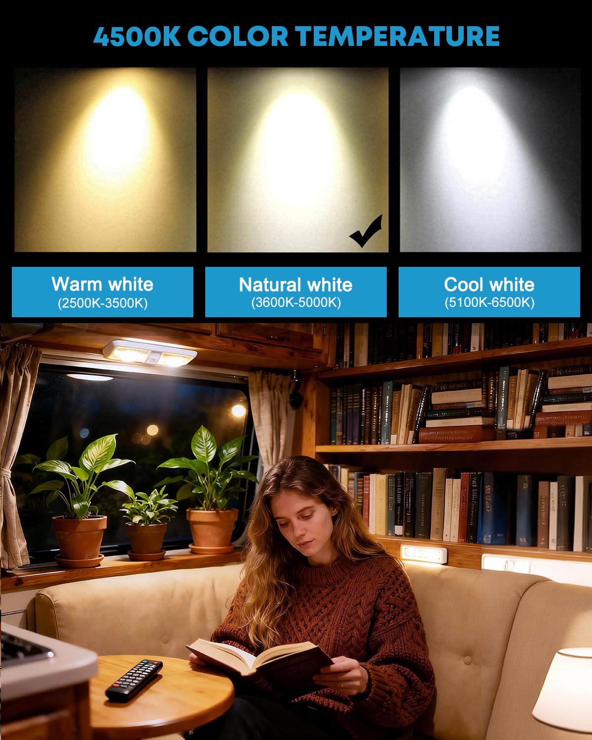 Kohree 12V Led RV Ceiling Dome Light RV Interior Lighting for Trailer Camper with Switch, Natural White 4000-4500K 600 Lumens (Pack of 5)