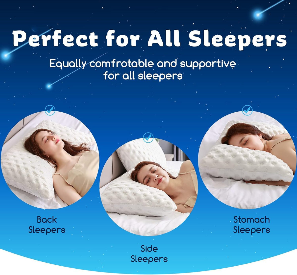 Cooling Side Sleeper Pillow for Neck and Shoulder, Luxury Shredded Memory Foam Curved Bed Pillows for Sleeping Set of 2- Adjustable Queen Size- Washable Cover Crescent White