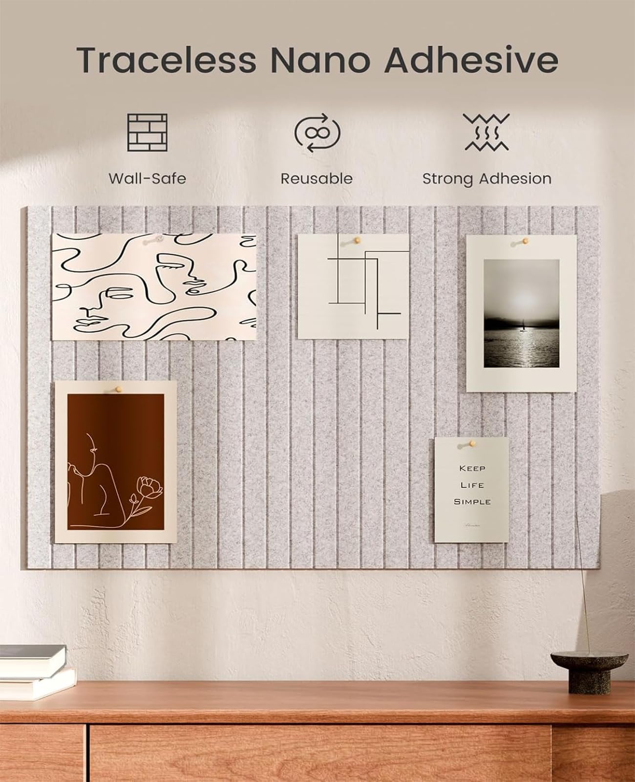 BEFYUS Large Cork Board for Wall 48" X 36"- 12Pack Large Felt Bulletin Board with Removable Adhesive Tabs,Push Pin Board for Home Office Wall Decor and School Classroom Decor (Grey)