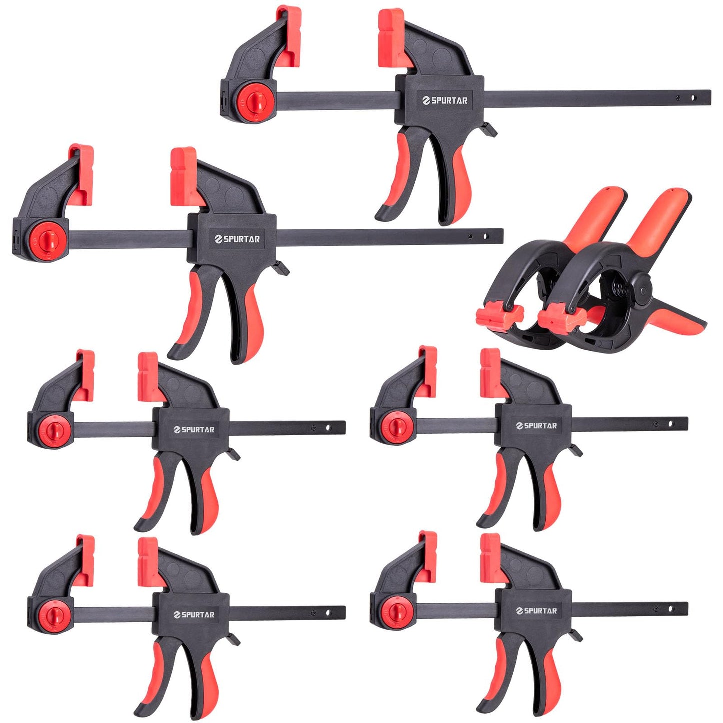 Spurtar 8pcs Clamps for Woodworking 6" and 12" Wood Clamps 6" Spring Clamps Quick-Release Bar Clamps Heavy Duty Trigger Clamp Spreader Wood Clamps for Woodworking Metalworking DIY Household Projects
