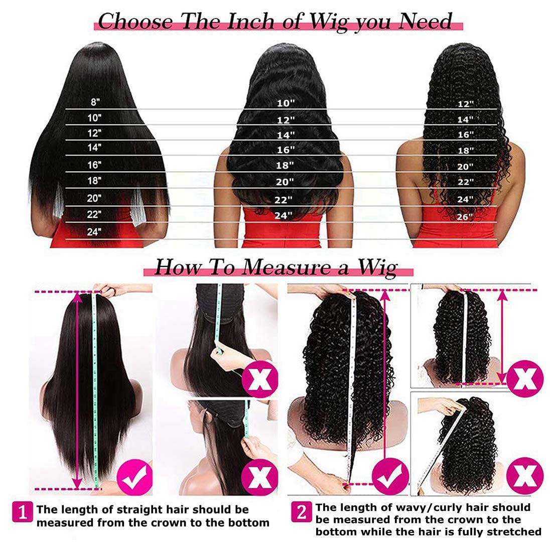 Deep Wave Lace Front Wigs Human Hair 18 Inch 13x4 Lace Frontal Closure Wigs for Woman Human Hair Glueless Pre Plucked with Baby Hair Perruque Femme Humain Naturel 150% Density Natural Black