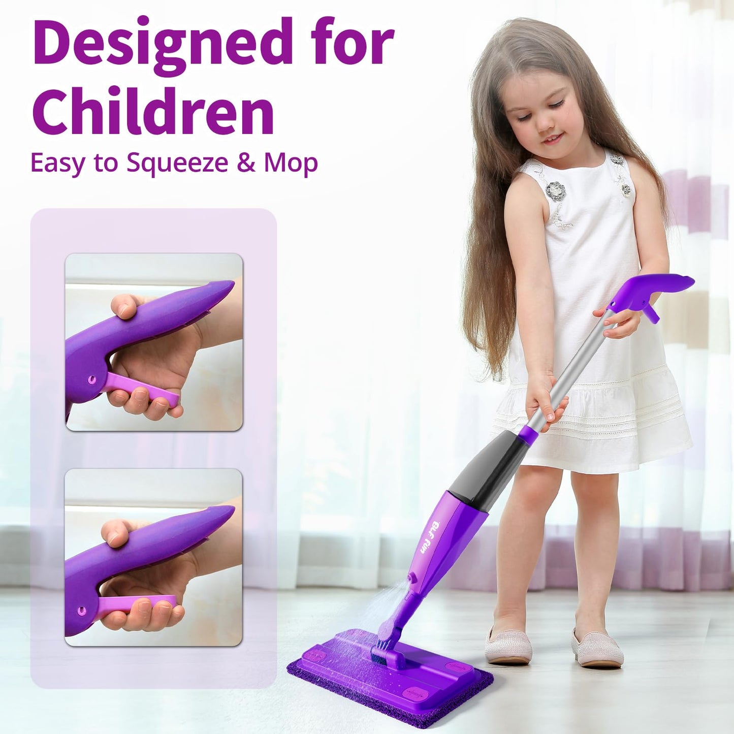 lisfiva Pretend Play Spray Mop for Floors Toddler Housekeeping Cleaning Set for Aged 3+, Kid Toddler Montessori Toys for 3 4 5 6 Year Old Boys, 3 4 5 6 7 8 Year Old Girl Gifts Ideas