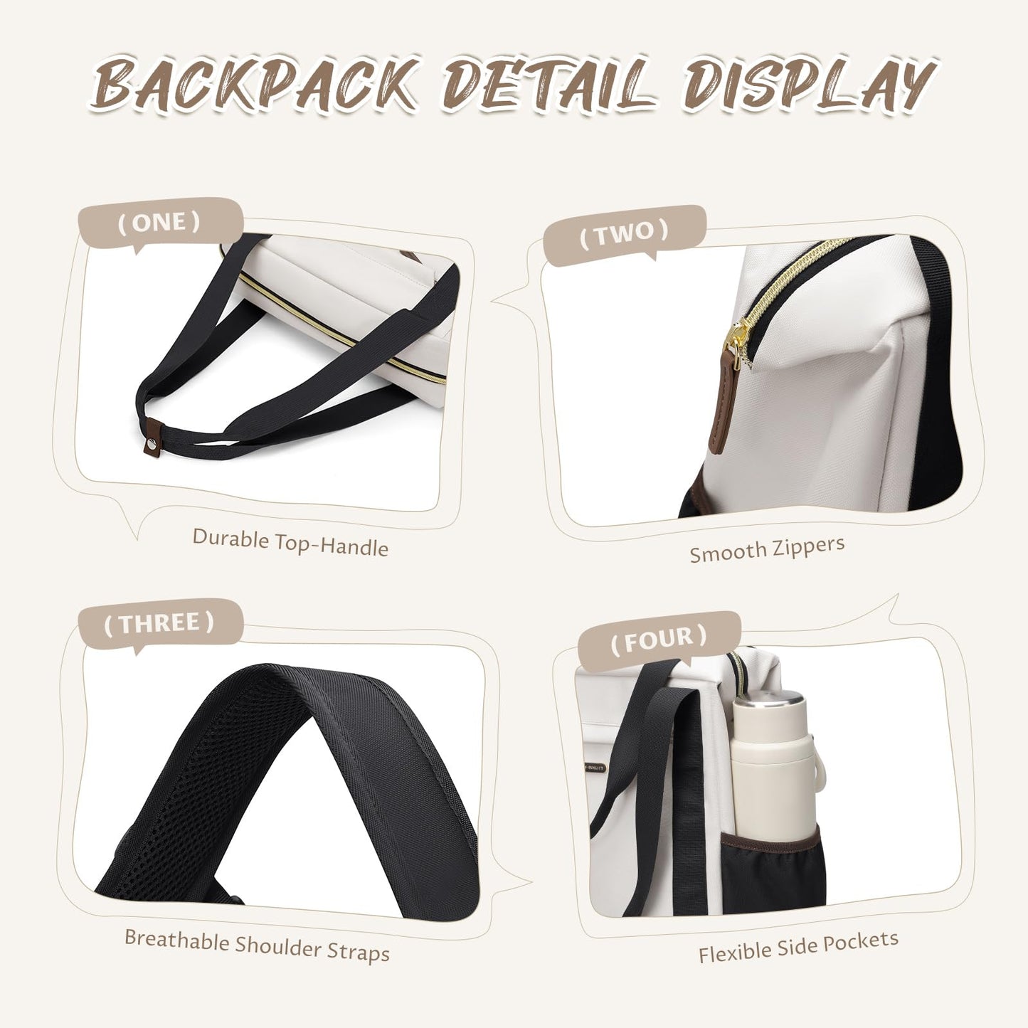GOLF QUALITY Laptop Backpack for Women,Adjustable Tote Work Business Backpack,TravelPersonal Carry On Bag,17.3Inch,WBlack