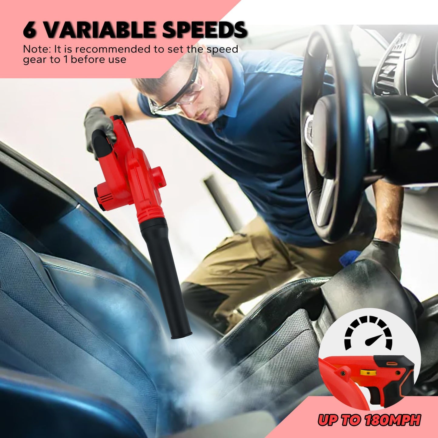 RexLeLXB Cordless Leaf Blower for Milwaukee 18V Battery with Brushless Motor, 6 Variable Speed Up to 180MPH, 2-in-1 Blower & Vacuum, Handheld Electric Blowers or Lawn Care/Dust(No Battery)