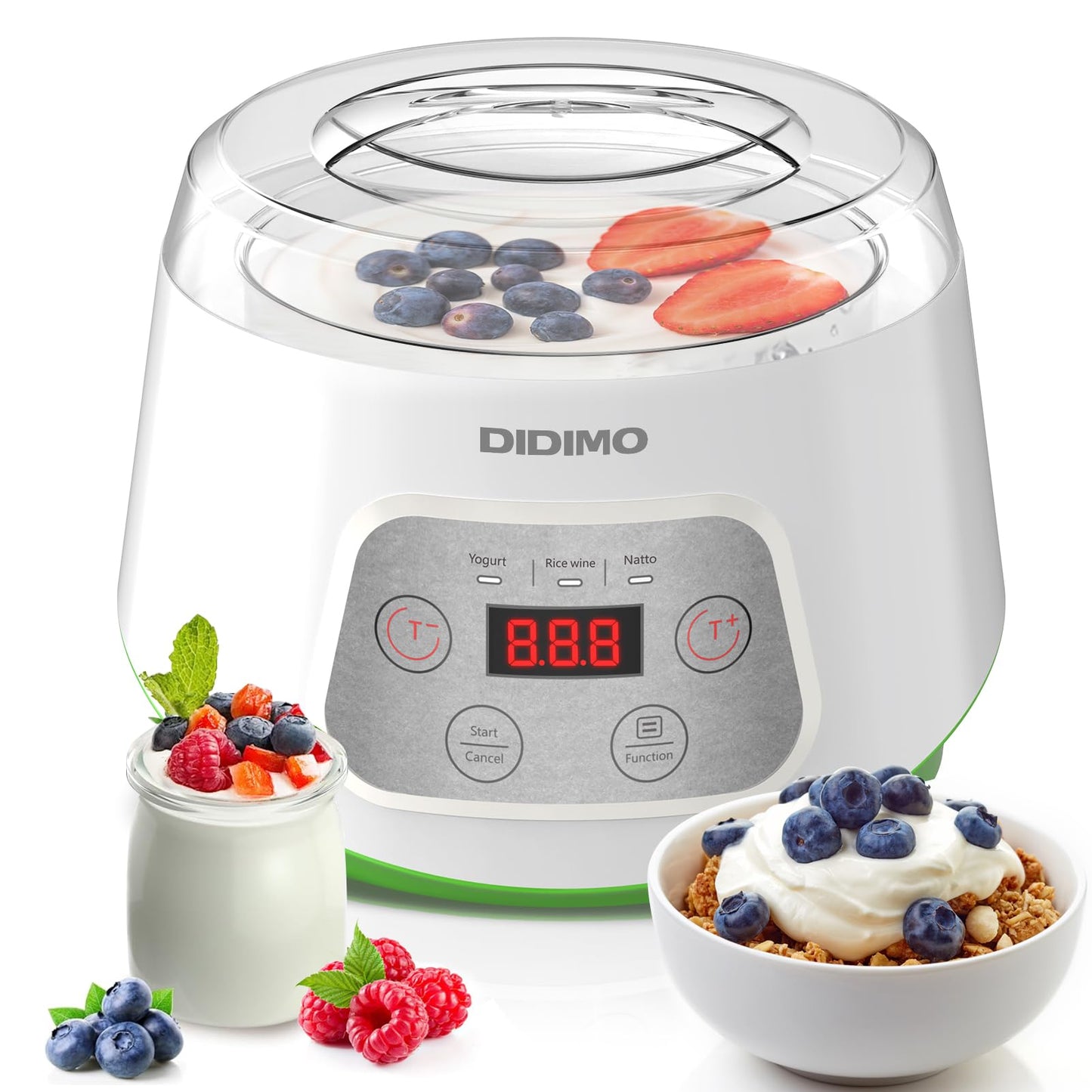 DiDimo Yogurt Maker, 1.3L Yogurt Maker Machine with Stainless Steel Bowl, Electric Greek Yogurt Machine for Natto, Rice Wine, Timer, Constant Temp, Homemade Yogurt Container for Home Kitchen