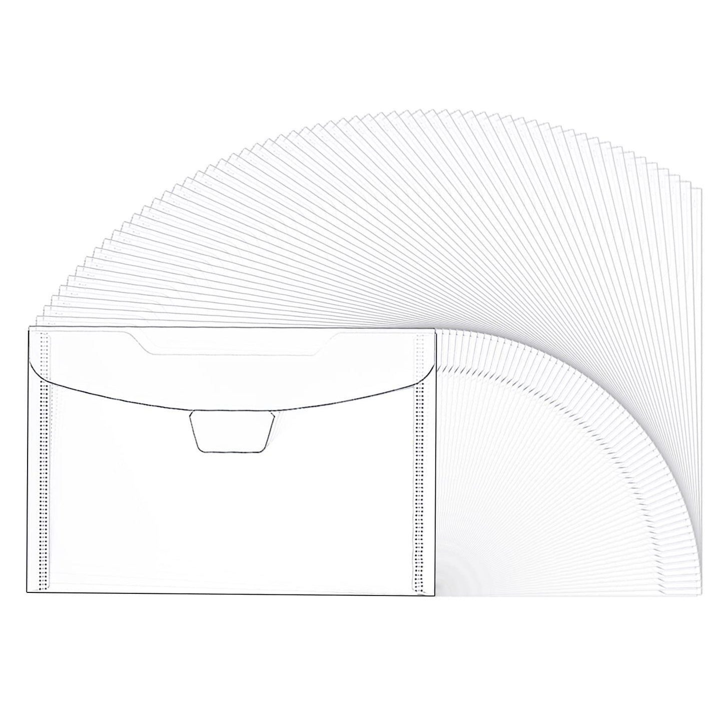 60 Pack 5x7 Clear Plastic Envelopes for Cash, Photo, Paper Document, Card Storage, Small Money Saving Holder with Slide-on Seal Closure, Waterproof Plastic File Folder, for School and Office Supplies