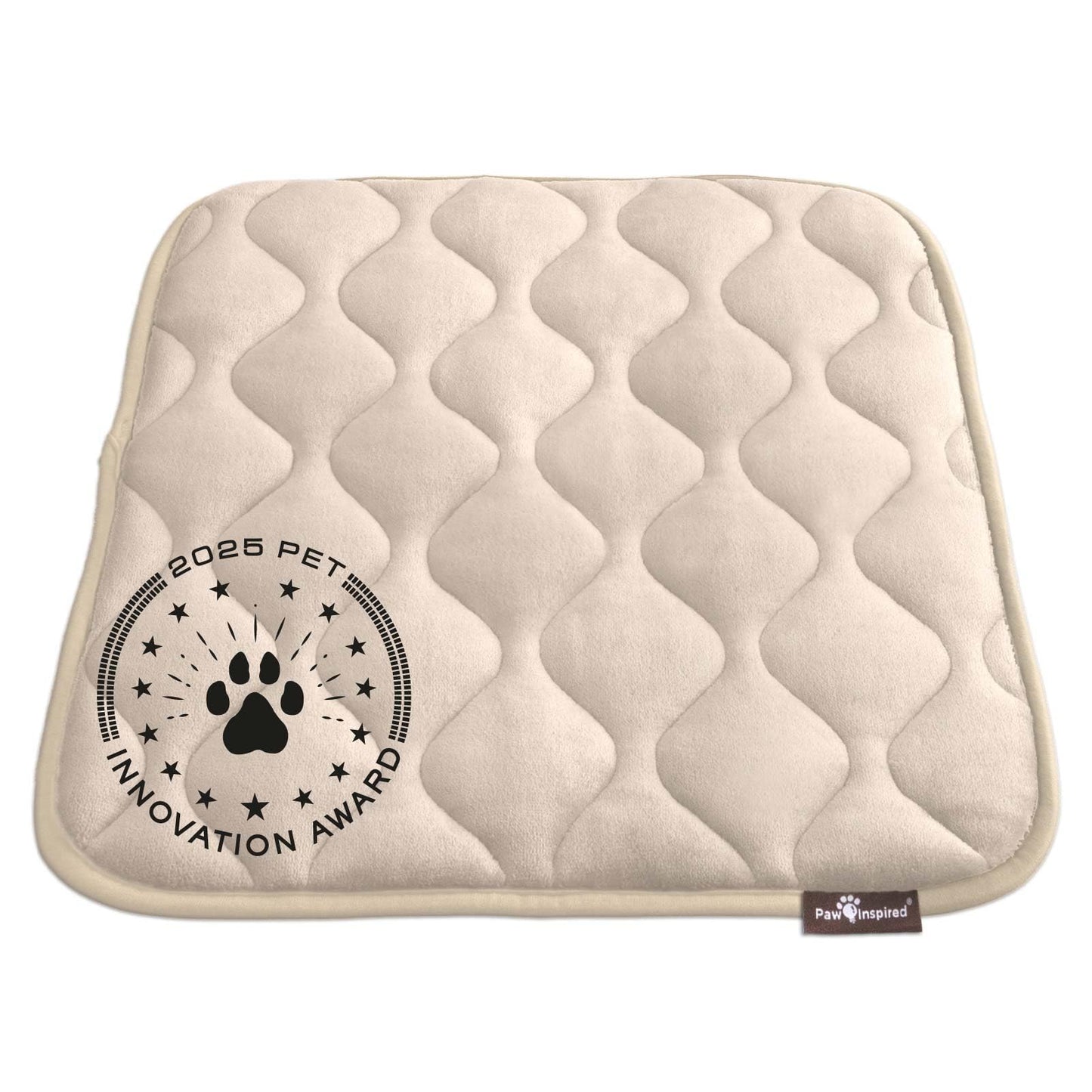 Paw Inspired Washable Padded Crate Mats for Dogs | 23” x 17” Size, Fits 24-inch Kennels | Leakproof, Reusable Plush Pet Pads (Tan)