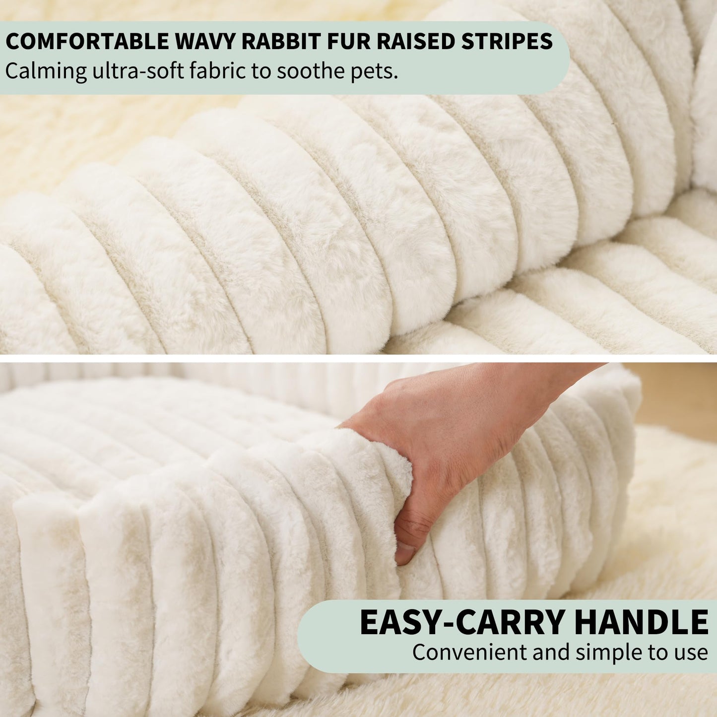 COSOC Cat Beds for Indoor Cats,Cozy Dog Bed for Small Dogs,Kitten Bed,Removable Washable Cover Puppy Beds Cream Plush,Pet Bed Medium Size (20x19x6 inches)