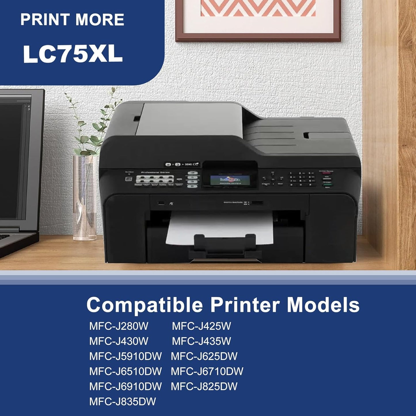 LC75 High Yield Ink Cartridge Replacement for Brother LC75 LC71 LC79 XL Use with MFC-J6510DW MFC-J6710DW MFC-J6910DW MFC-J280W MFC-J425W (2 Black, Cyan, Magenta, Yellow) 5 Pack