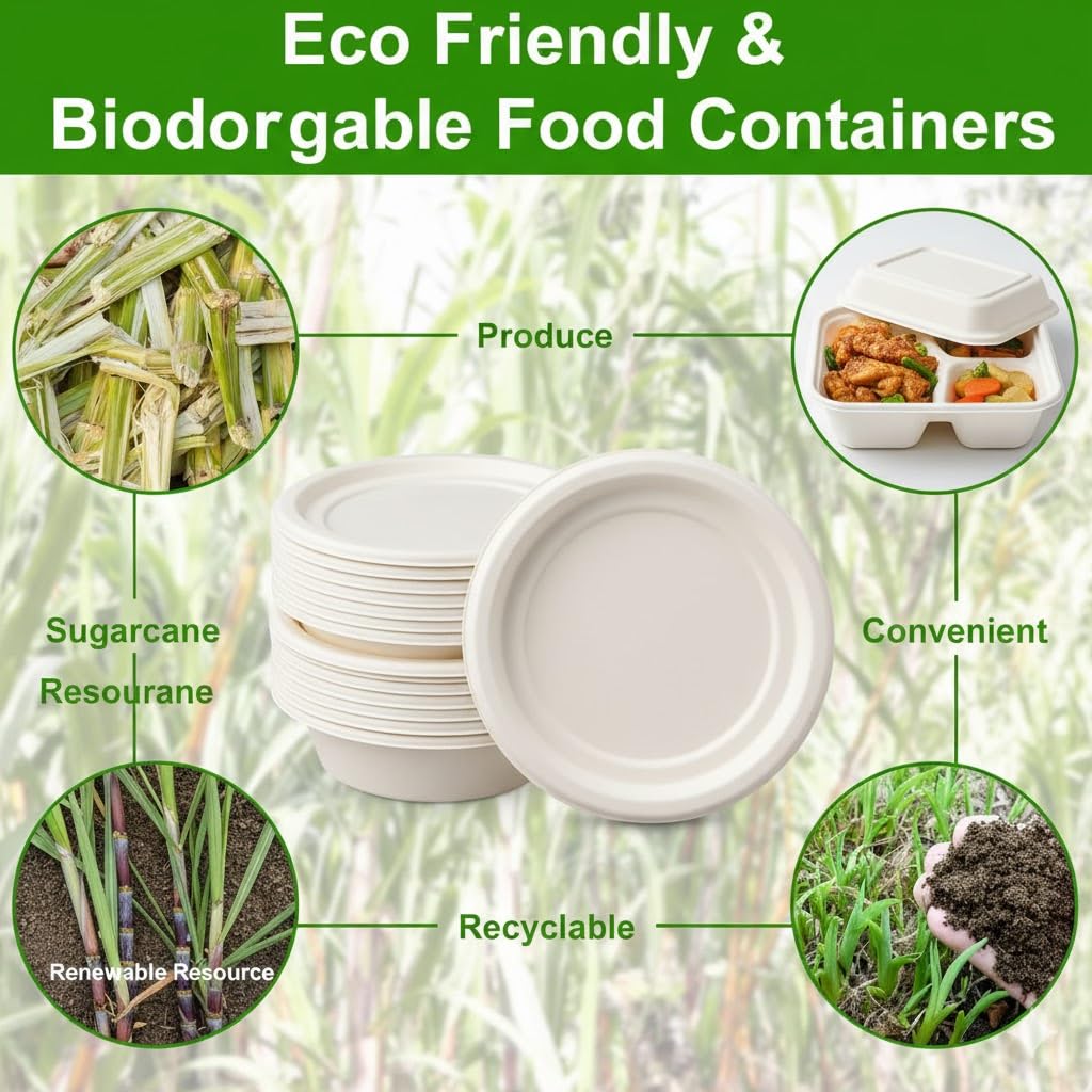 9 Inches100% Compostable Paper Plates, Heavy Duty Disposable Plates [160-Pack] - Eco-Friendly, Biodegradable, Natural Unbleached Brown Plates Perfect for Any Occasions
