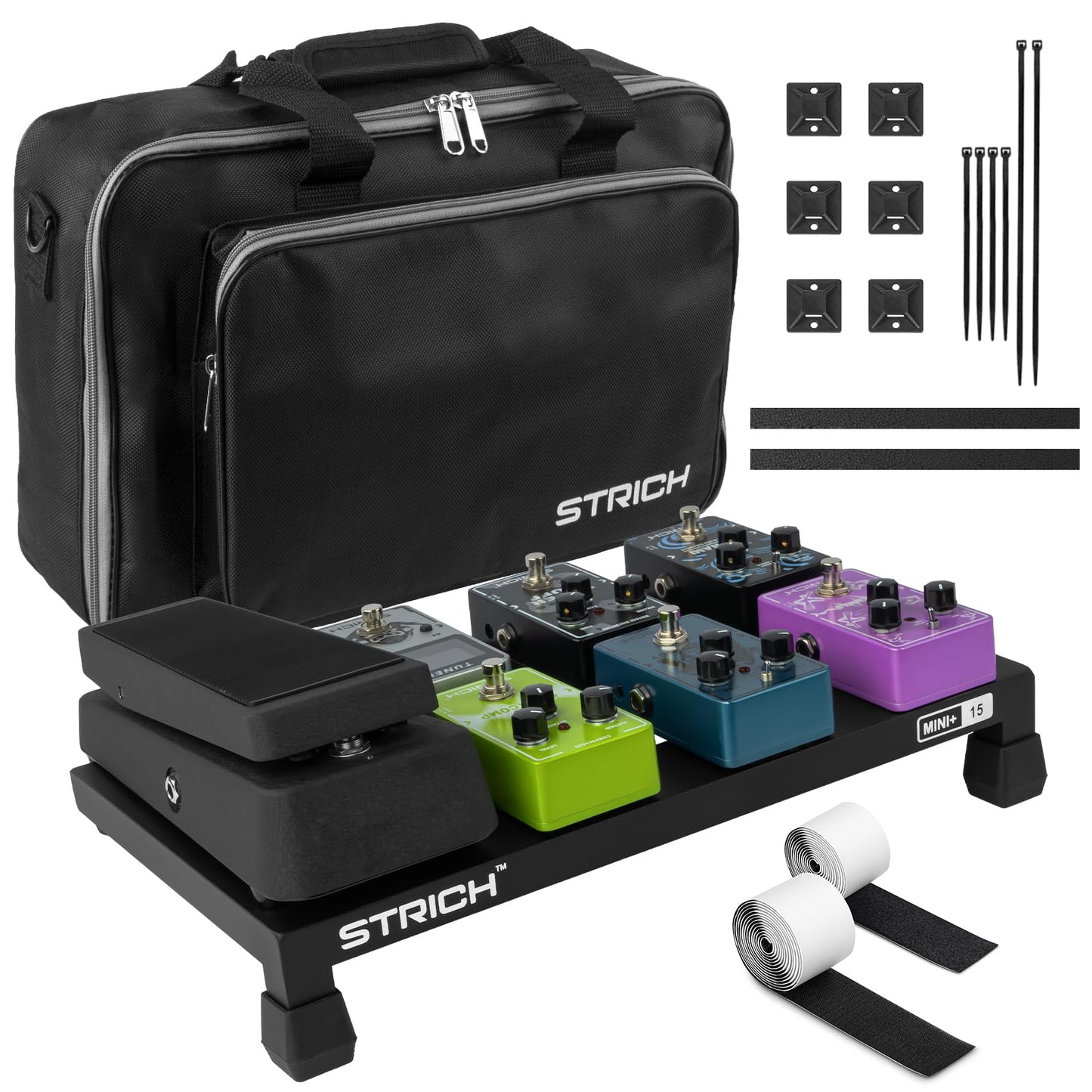 STRICH Guitar Pedal Board Aluminum Alloy 1.2lb Super Light Effect Pedalboard 15'' x 8.66'' with Carry Bag, MINI+ 15
