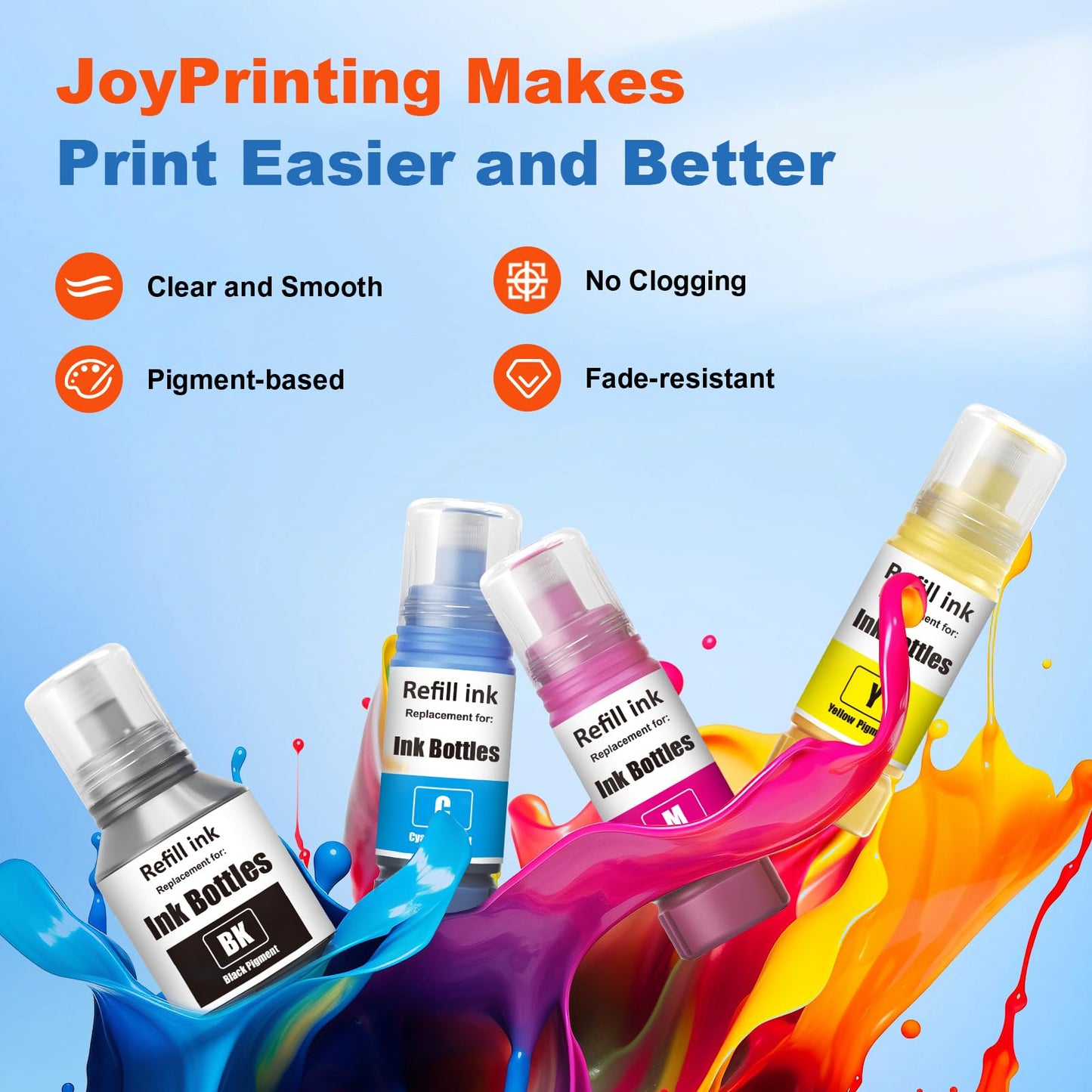 JoyPrinting Compatible Ink Replacement for 542 Ink Refill Bottles Color Combo Pack Work for ET-5850 ET-5800 ET-5150 ET-5170 ET-5180 ET-16600 ET-16650 ET5850 ET5880 ET5170 (2 Cyan, 2 Magenta, 2 Yellow)