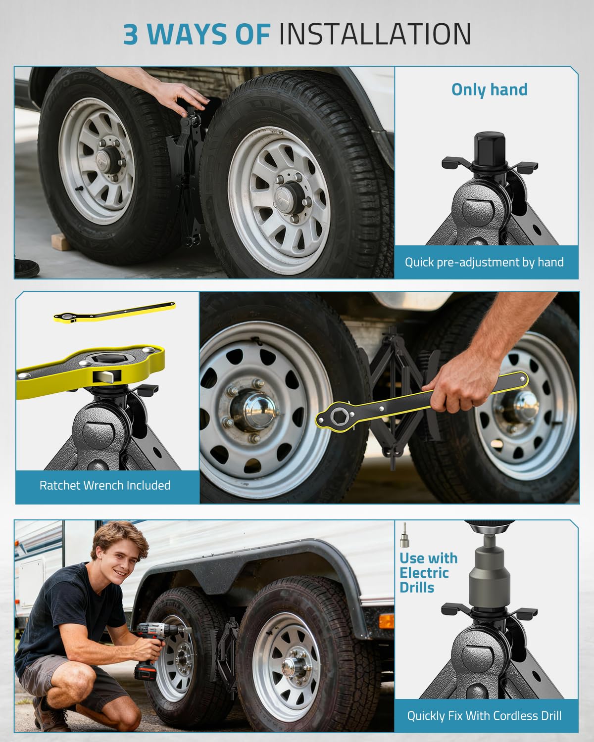 PAULINN Camper RV Wheel Chock Stabilizer 2 Sets for Travel Trailers Heavy Duty X Chocks Fits 3.5" to 12" Wheel Gaps