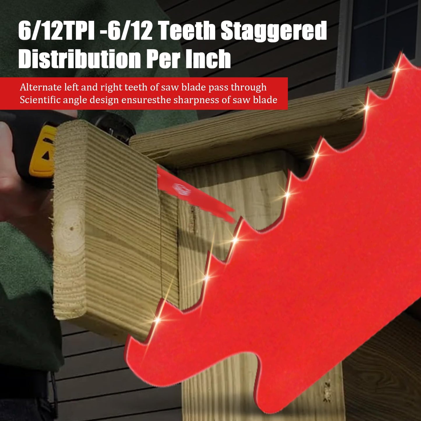 Bi-Metal Reciprocating Saw Blades for Nail-Embedded Wood,25 Pack 6/12tpi 6 Inch Saw Blade Wood with Nails Cutting, Organizer Case Included