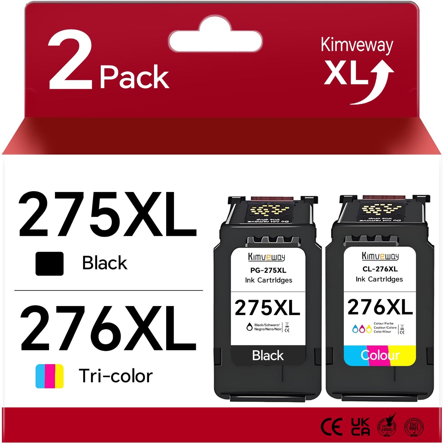 275XL 276XL Ink Cartridges Compatible for Canon Printer Ink 275 276 PG-257XL CL-276XL Combo Pack Work with Pixma TS3720 TR4720 TR4700 TR4722 TS3500 TS3520 Printers (1 Black 1 Color) High Yield