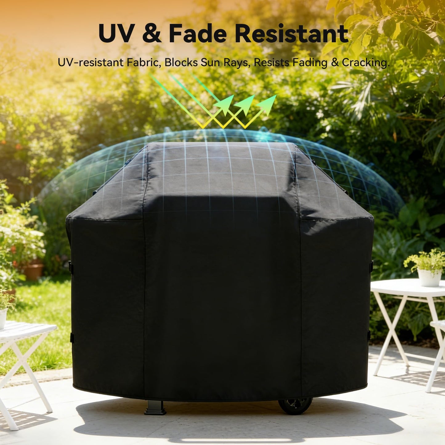Rushare Heavy Duty 52 Inch Grill Cover for Weber Spirit 200 and 300 Series, BBQ Cover for Outdoor Gas Grill, Air Vent and Velcro Straps Design, Waterproof & All Weather