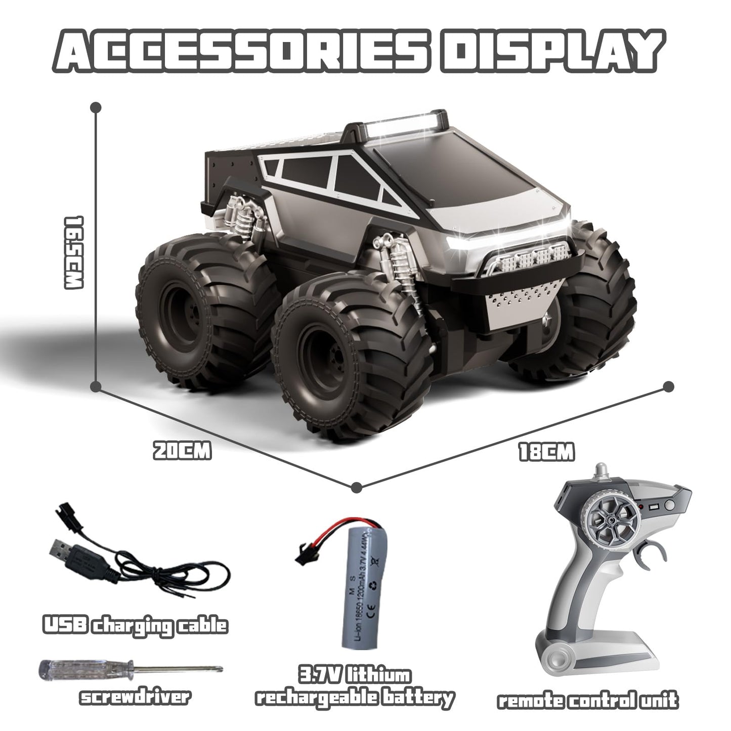 RC Car,Amphibious Remote Control Car Waterproof Monster Truck,4WD All Terrain Off-Road 2.4GHZ Vehicles,1:18Scale Hobby Monster Truck Toys,RC Rock Crawler for Boys Girls Kids Age 6 7 8 9 10+(Blue)