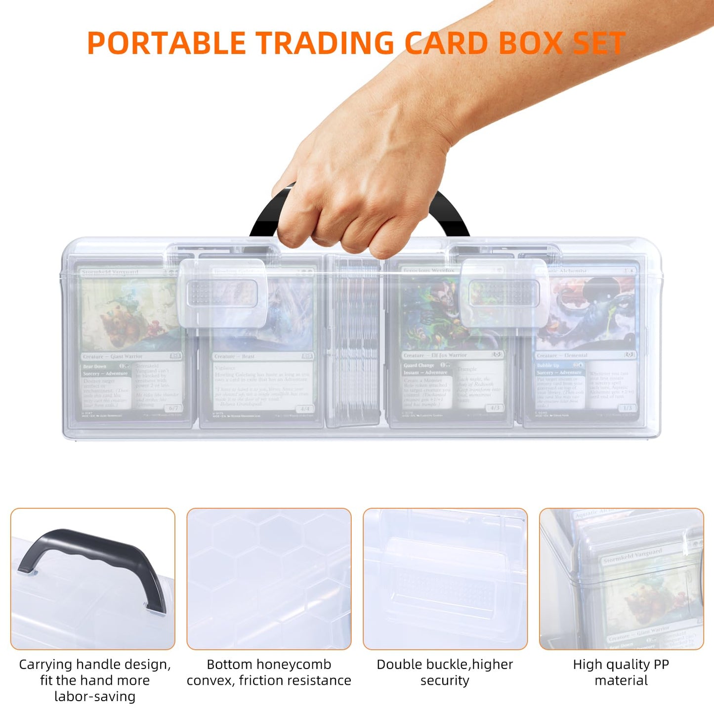 Trading Card Storage Box,Plastic Card Box Set of 14,Baseball Card Storage Holds 900+ Loose Cards,Portable Sports Card Storage Boxes for Collectible Gaming Trading Cards