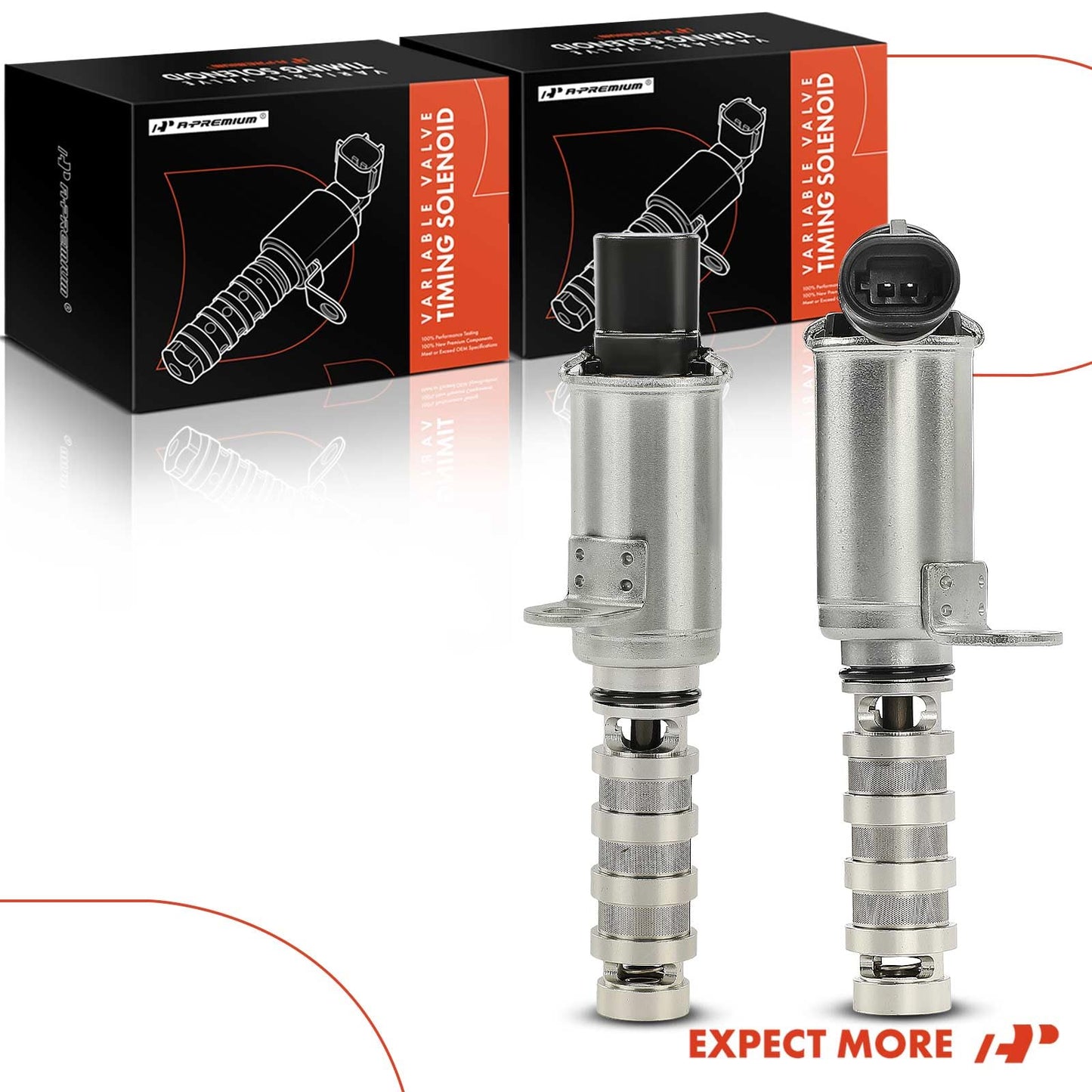 A-Premium 2-PC Intake & Exhaust Engine Variable Valve Timing (VVT) Solenoid Compatible with Hyundai Elantra Coupe, GT, Sonata, Tucson, Veloster, Kona & Kia Soul, Optima, Forte Koup, Seltos, Forte5