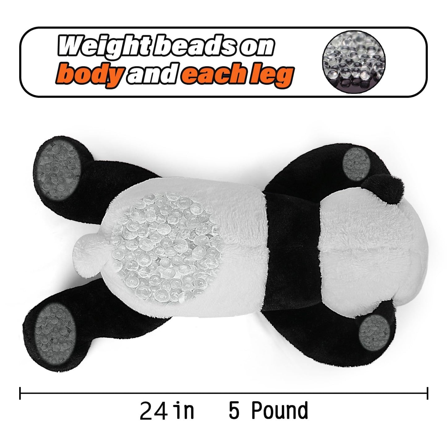 5 lbs, 27 inches Panda Weighted Stuffed Animals, Cuddly Weighted Panda Plush Pillow Giant Plush Ideal Gift for Adults & Kids
