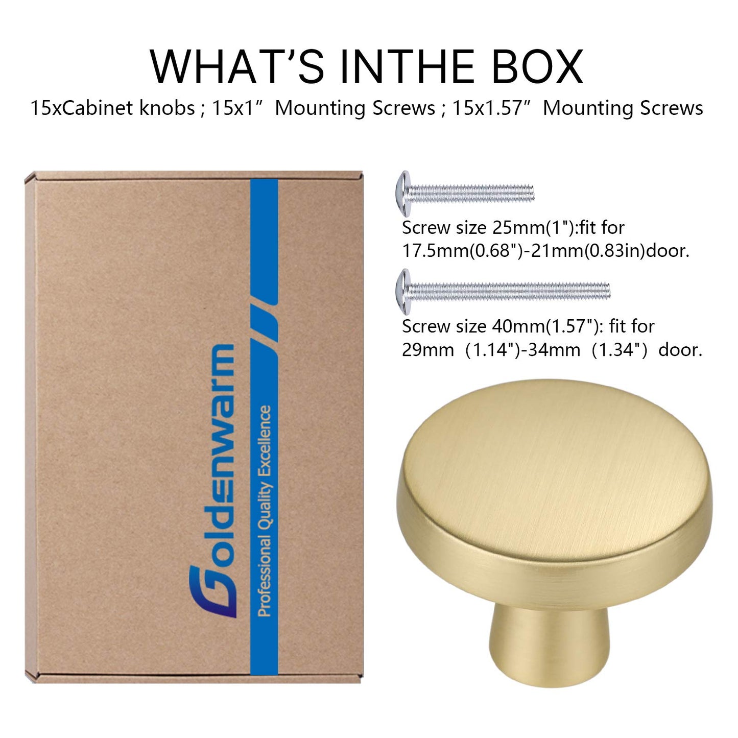 goldenwarm Gold Cabinet Knobs Gold Drawer Knobs Kitchen Cabinet Knob,15 Pack - Kitchen Cupboard Knobs Gold Knobs Brass Drawer Dresser