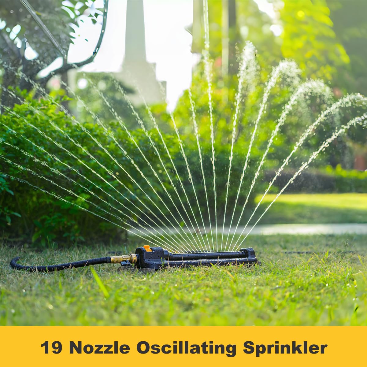 FANHAO Oscillating Sprinkler for Yard, Garden and Flower Beds, Covers Up to 3,600 sq. ft., Durable Lawn Sprinkler with 19 Precision Nozzles, Adjustable Range Watering System