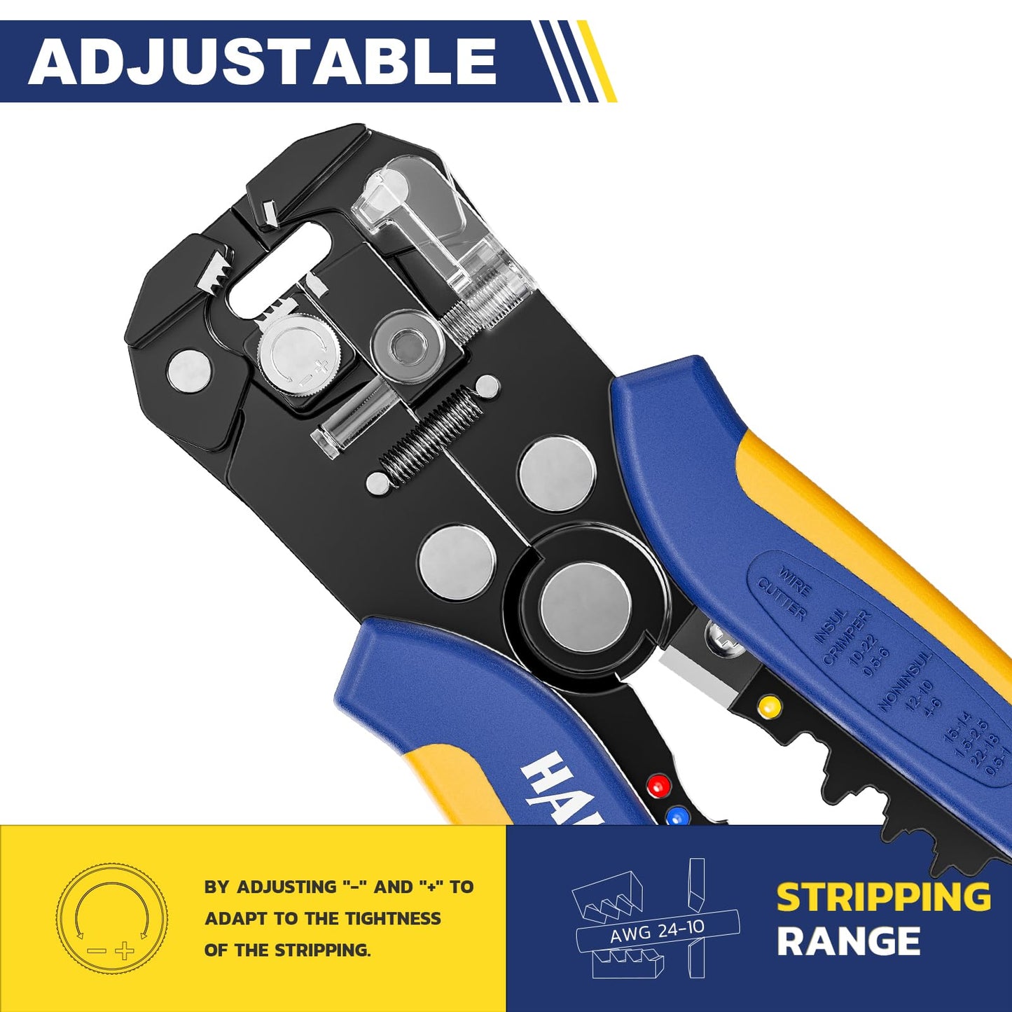 haisstronica Wire Stripper Kit - 201PCS Set - Automatic Wire Stripping Tool for AWG 24-10 Cables with Insulated Terminals, Self Adjusting Universal Wire strippers and Crimpers for Electrical Work