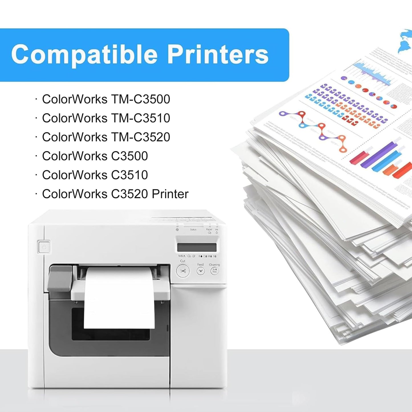 SJIC22P Remanufactured Ink Cartridge Compatible with ColorWorks TM-C3510 TM-C3520 C3500 C3510 C3520 (4-Pack,KCMY Pigment)