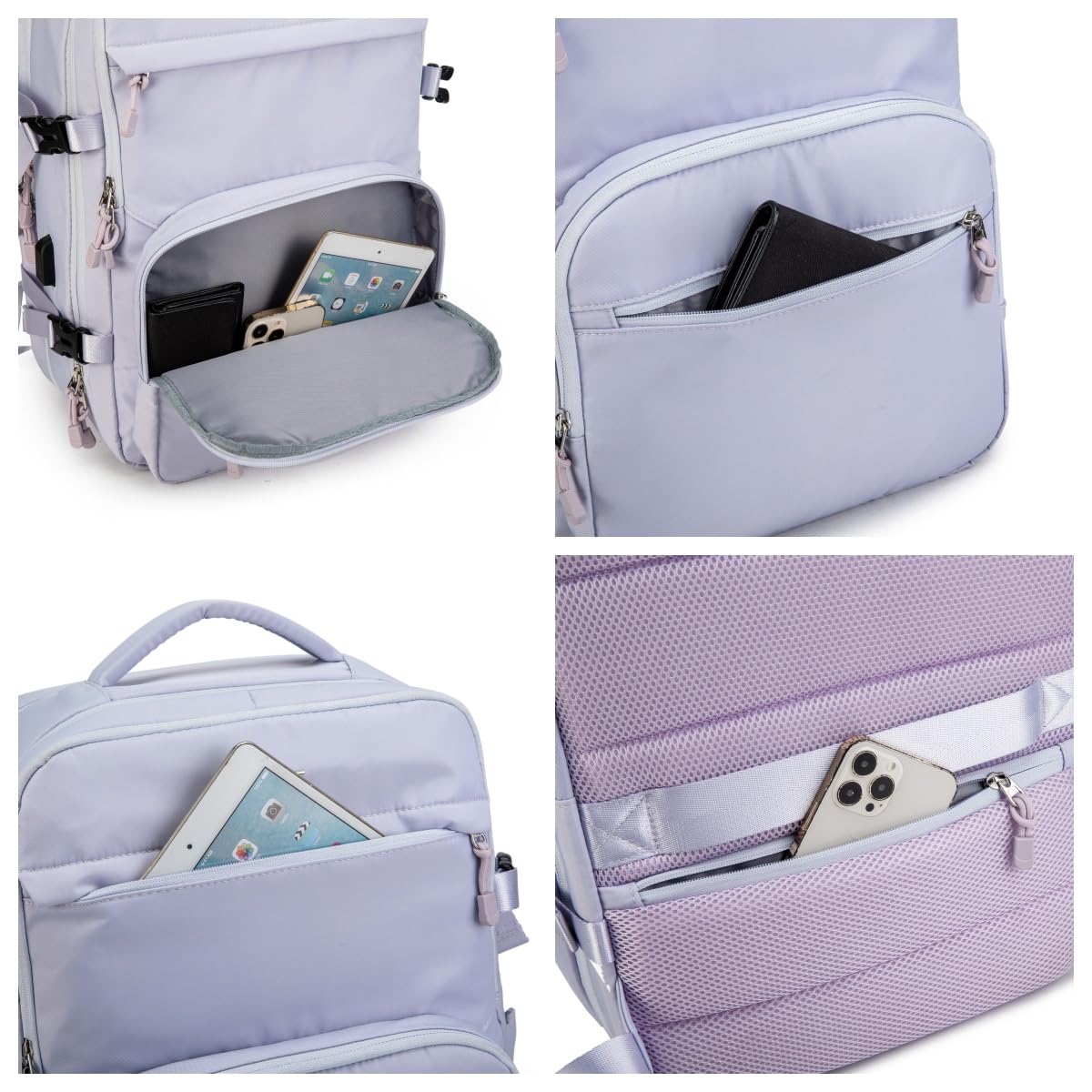 Kinmac Travel Backpack with 360° Protective Laptop Compartment for 17 inch Laptop,Laptop Backpack with USB Charging Port, Purple, Large, Fashion