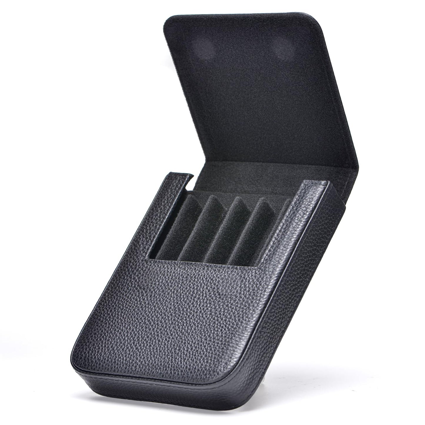 Lanxivi Fountain Pen Cover Genuine Leather Organizer Portable Pen Pouch Drawer Style, Black-6 Slots, 6 Slot, 6 Slots