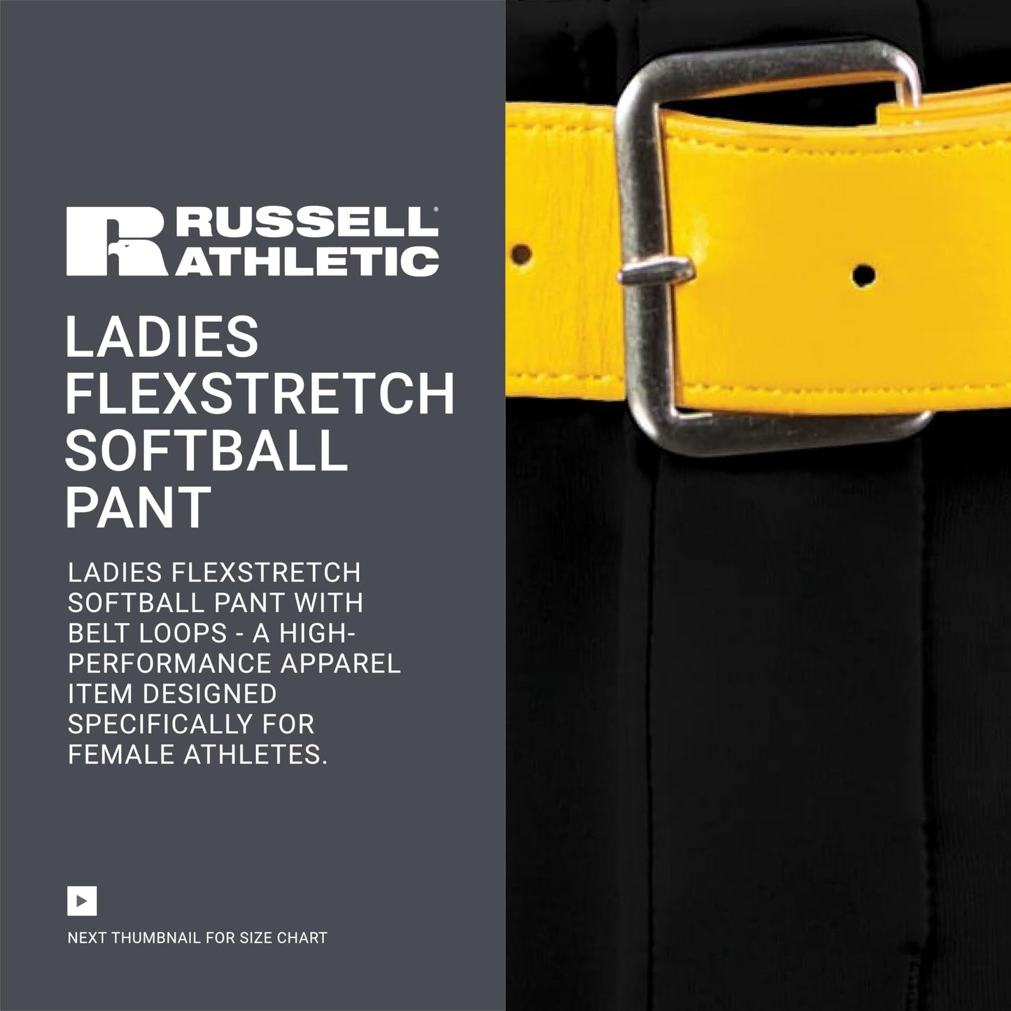Russell Athletic Women's Ladies Flexstretch Softball Pant with Belt Loops, Black, Large