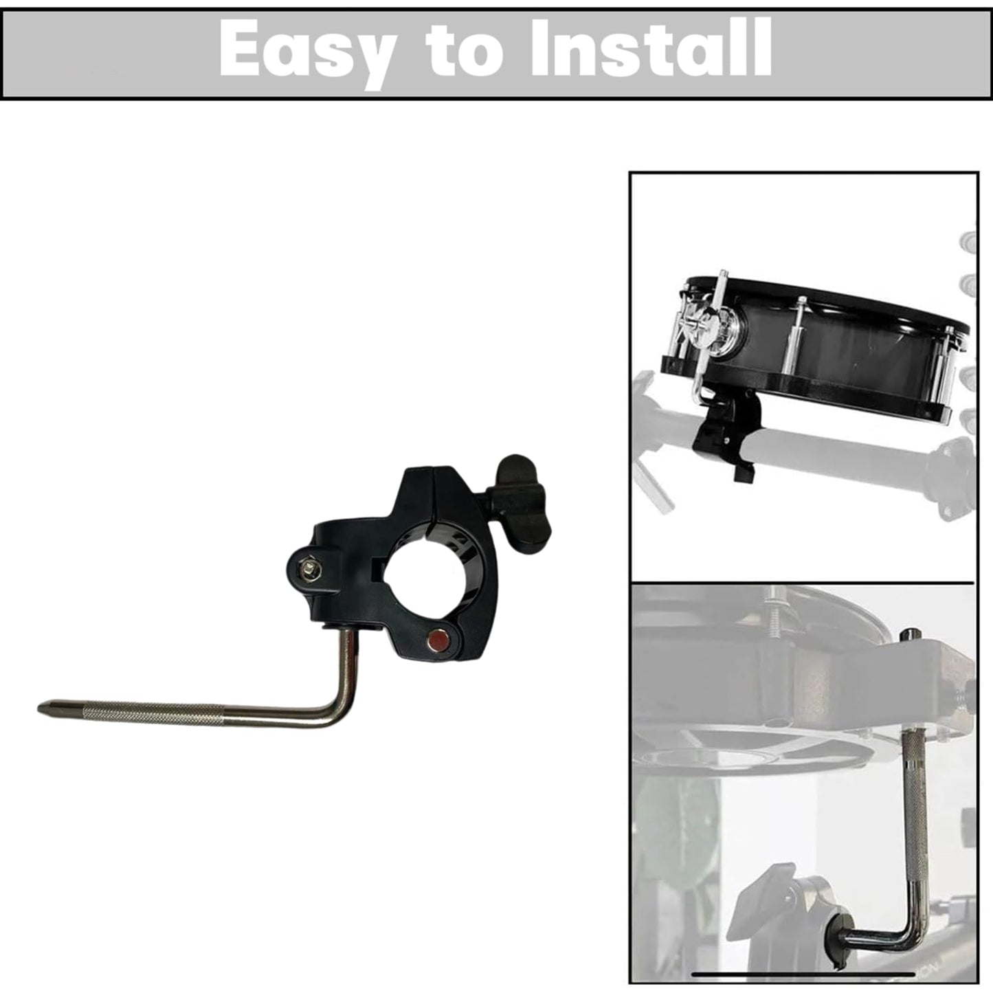 Electronic Drum Stand Clamp with L-Bar,Drum Rack Mounting Clamp,Drum Rack Tube Clip Holder Bracket for Electronic Drum Kit,Drum Frame Assembly,Retaining Clip,Electric Drum Accessory Frames