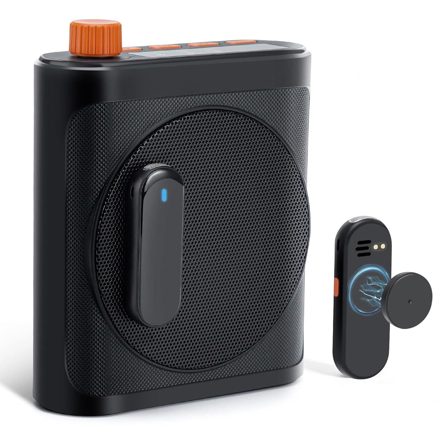 Gicorino Voice Amplifier for Teachers with Dual Magnetic Wireless Lavalier Microphones & Noise Reduction - Bluetooth Portable Rechargeable Speaker for Classroom, Meetings, Yoga, Speeches (Deep Black)