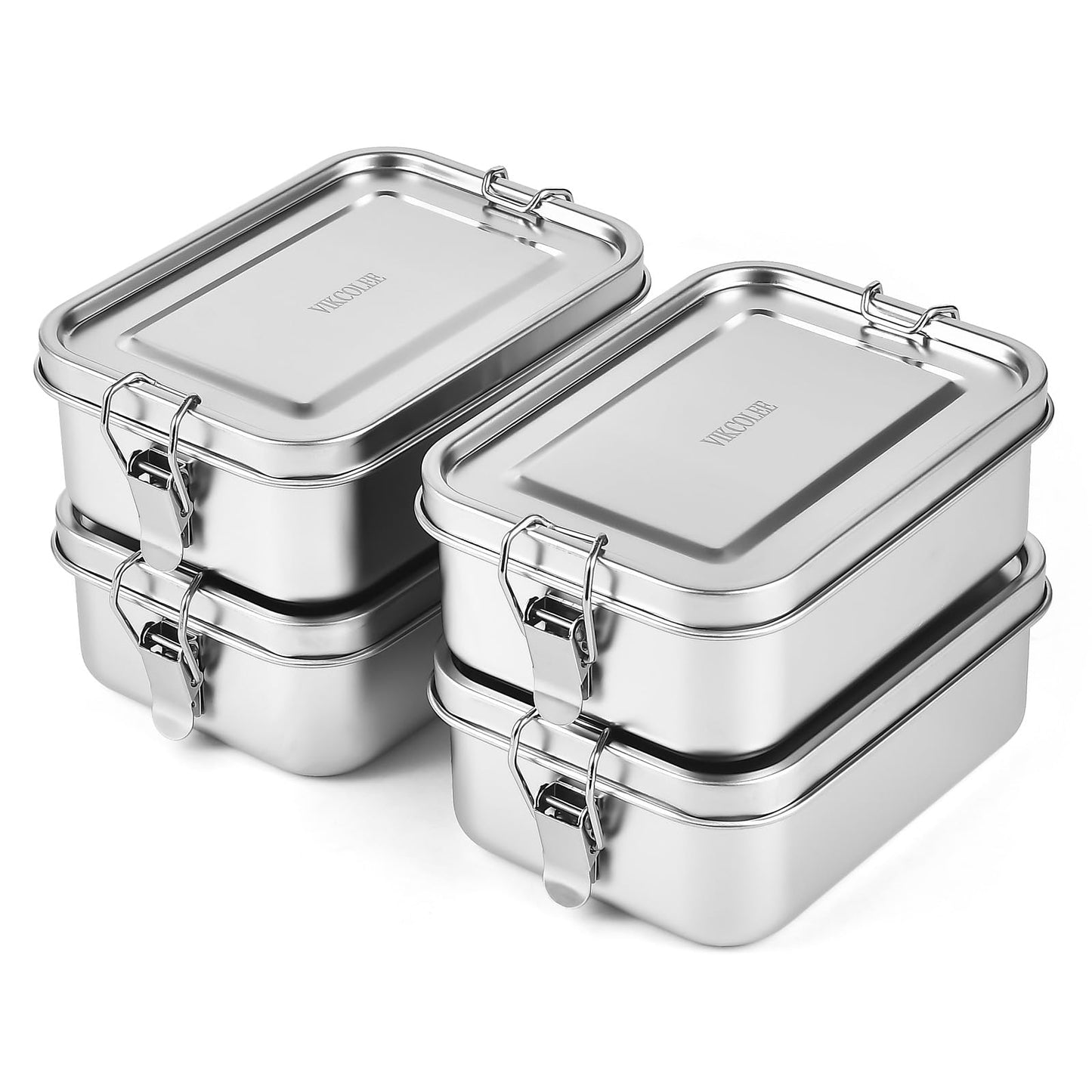 VIKCOLEE Stainless Steel Lunch Box, Metal Bento Box, Metal Lunch Box, Stainless Steel Food Containers (4pcs, 850ml)