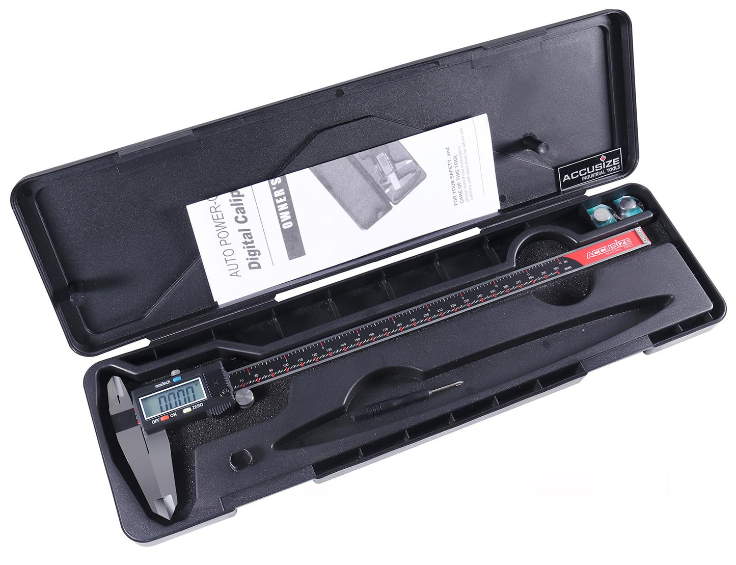 Accusize Industrial Tools 0-12 Inch x 0.001 Inch 3-Key Electronic Digital Caliper with Extra Large LCD, Ab11-1112