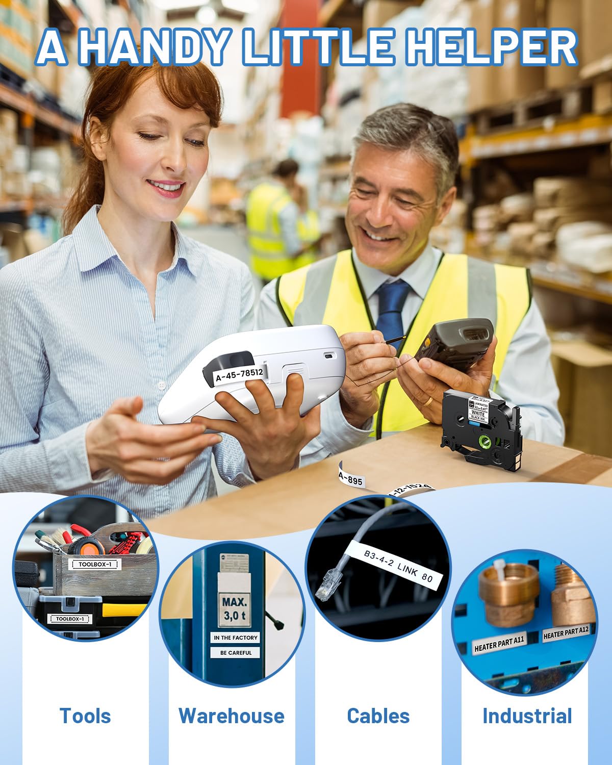 Label Maker Machine with Tape, Label Maker Waterproof Labels, Keyboard Labeler Machine Portable, D210S Desktop Labelmaker Multiple Symbols for Home Small Business Kids Teachers School Supplies