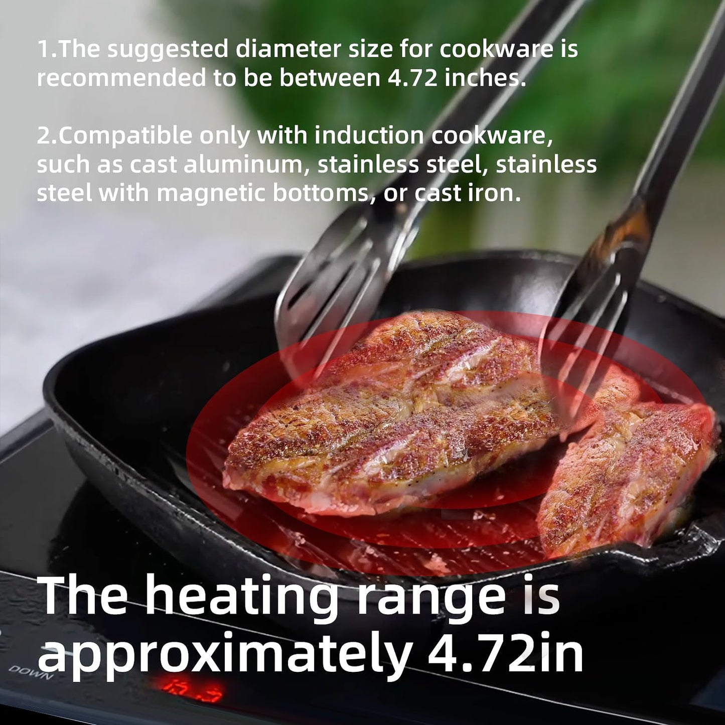 WAATFEET 1700W Portable Electric Induction Cooktop and Burner,Countertop Hot Plate with 10-Level Adjustment,3-Hour Timer,Smart Touch Cooktop,and Safety Lock Feature,Black