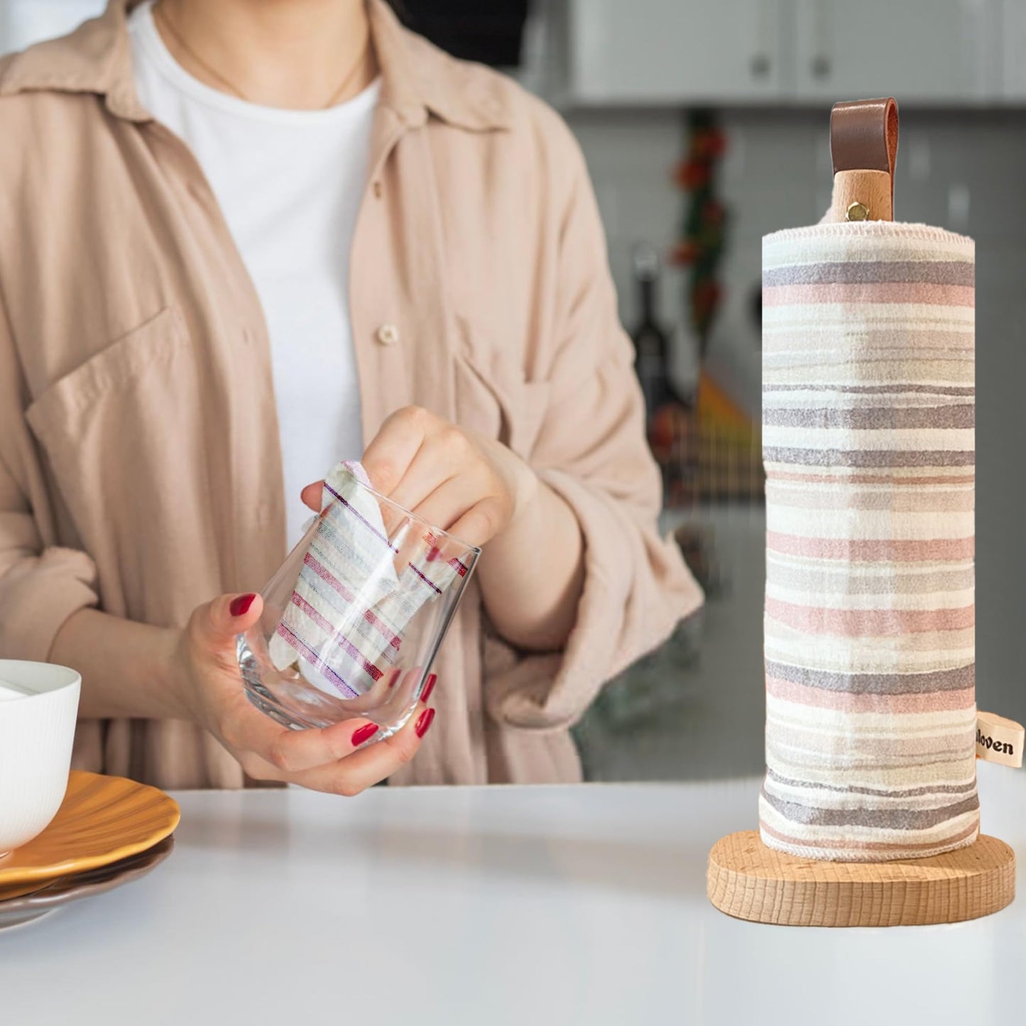 Chloven 30 Pack Reusable Paper Towels, Highly Absorbent Cotton Cloth Washable Paper Towels for Kitchen, Eco Friendly Paperless Towels & Napkins Alternative, Reusable Hand Towels Roll