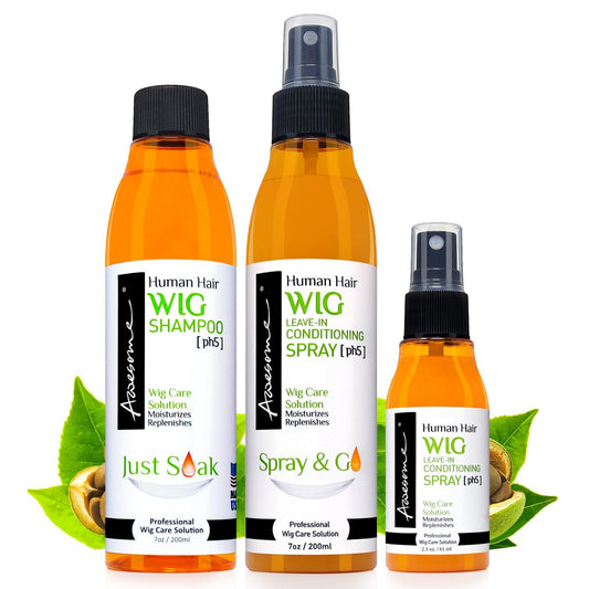 Awesome Human Hair Wig Shampoo & Conditioner, Premium set of 3, Promoting Silkiness, Shine & Freshness I Preventing Dryness (Premium Set of 3)