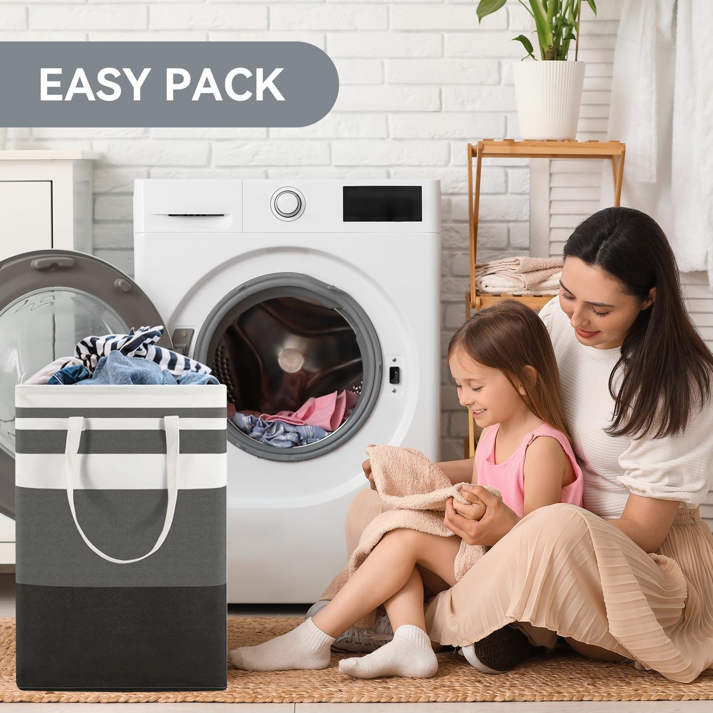 Valueest 80L Large Laundry Basket (3-Pack) – Collapsible, Freestanding Clothes Hamper with Handles – Waterproof Storage Organizer for Laundry, Toys & Clothes – Space-Saving Gradient Gray