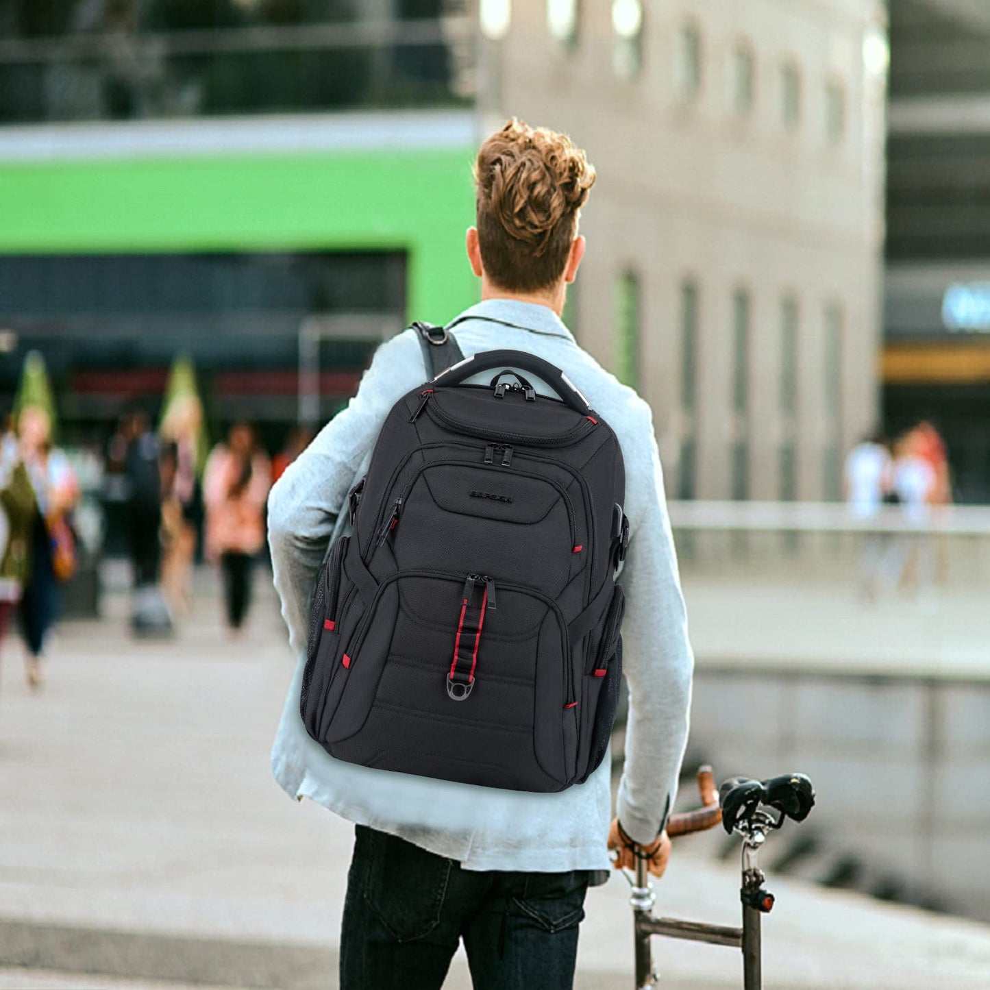 EMPSIGN Laptop Backpack 17.3 inch for Travel, Extra Large Laptop Backpack for Men Women, Water Resistant Backpack for School, TSA Friendly Anti Theft Business Work Bag with USB Charging Port, Black