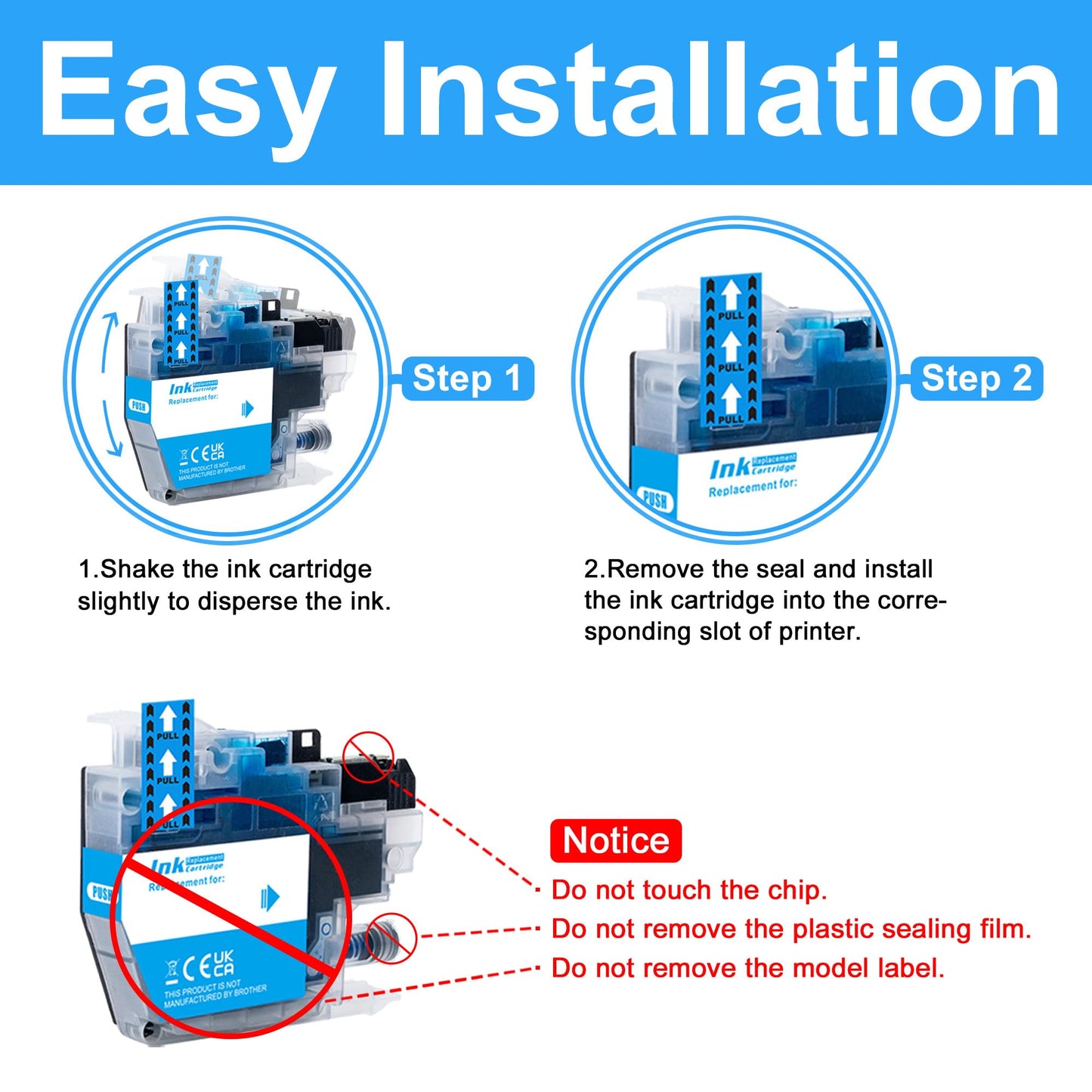 LCL LC401 LC401XL High Yield Ink Cartridge Replacement for Brother LC401XL3PKS LC401XLC LC401XLM LC401XLY Replacement for MFC-J1010DW MFC-J1012DW MFC-J1170DW (2Cyan 2Magenta 2Yellow,6-Pack)