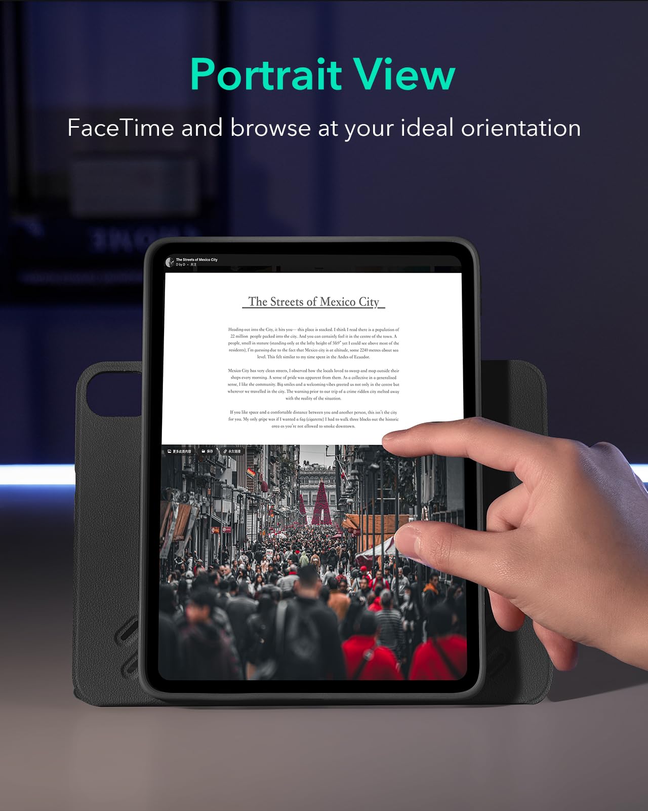 ESR for iPad Air 13 Inch Case M3/M2 (2025/2024), Removable Magnetic Cover, Adjustable Portrait/Landscape Stand with Raised Screen View, 9 Standing Angles, Shift Series, Black