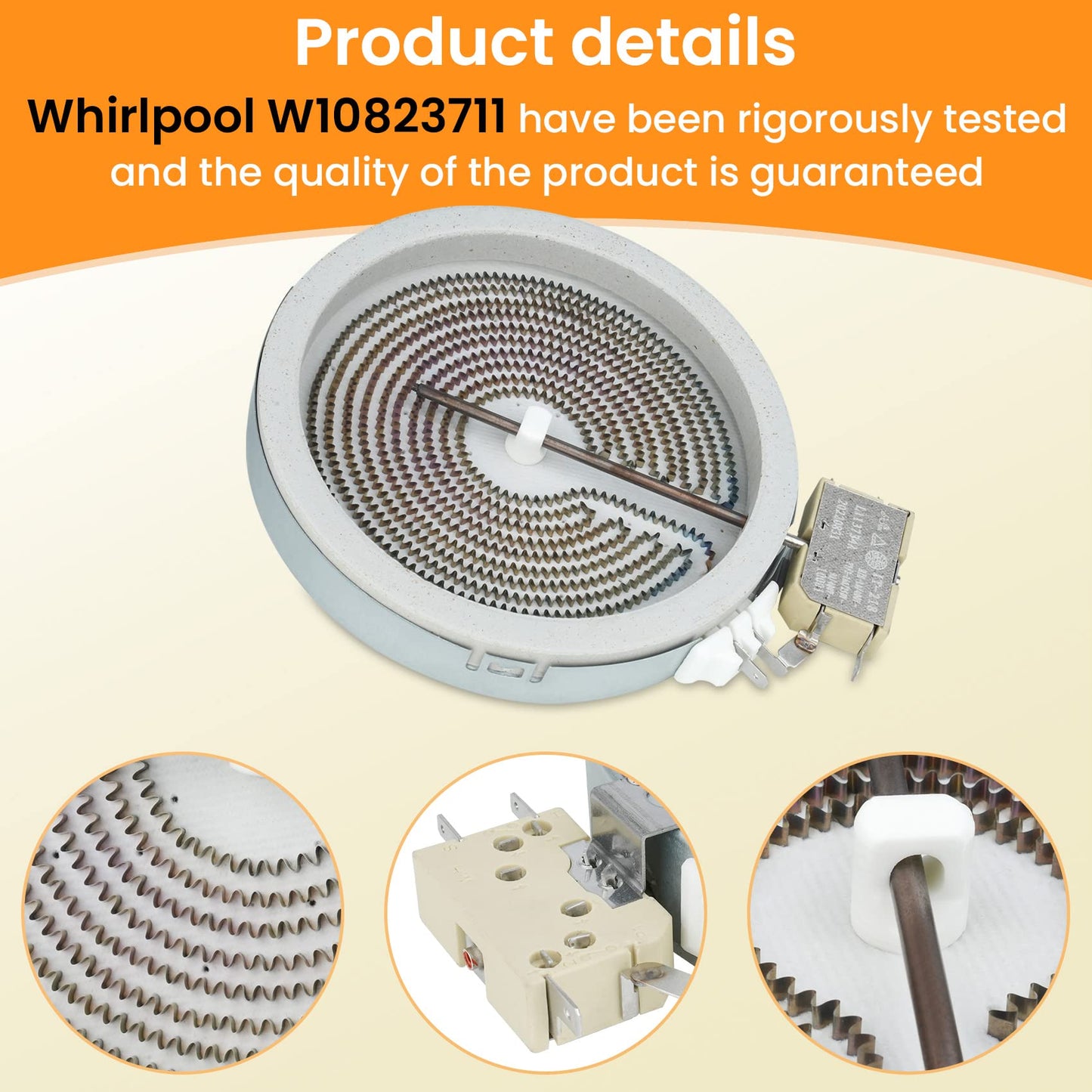6.5 inch W10823711 MEE62385001 DG47-00060A Range Surface Element Compatible with whirlpool Stove. Element DG47-00060A Fits samsung. MEE62385001 LG Range Element Replace 12002141, 12002146, WP8523698.