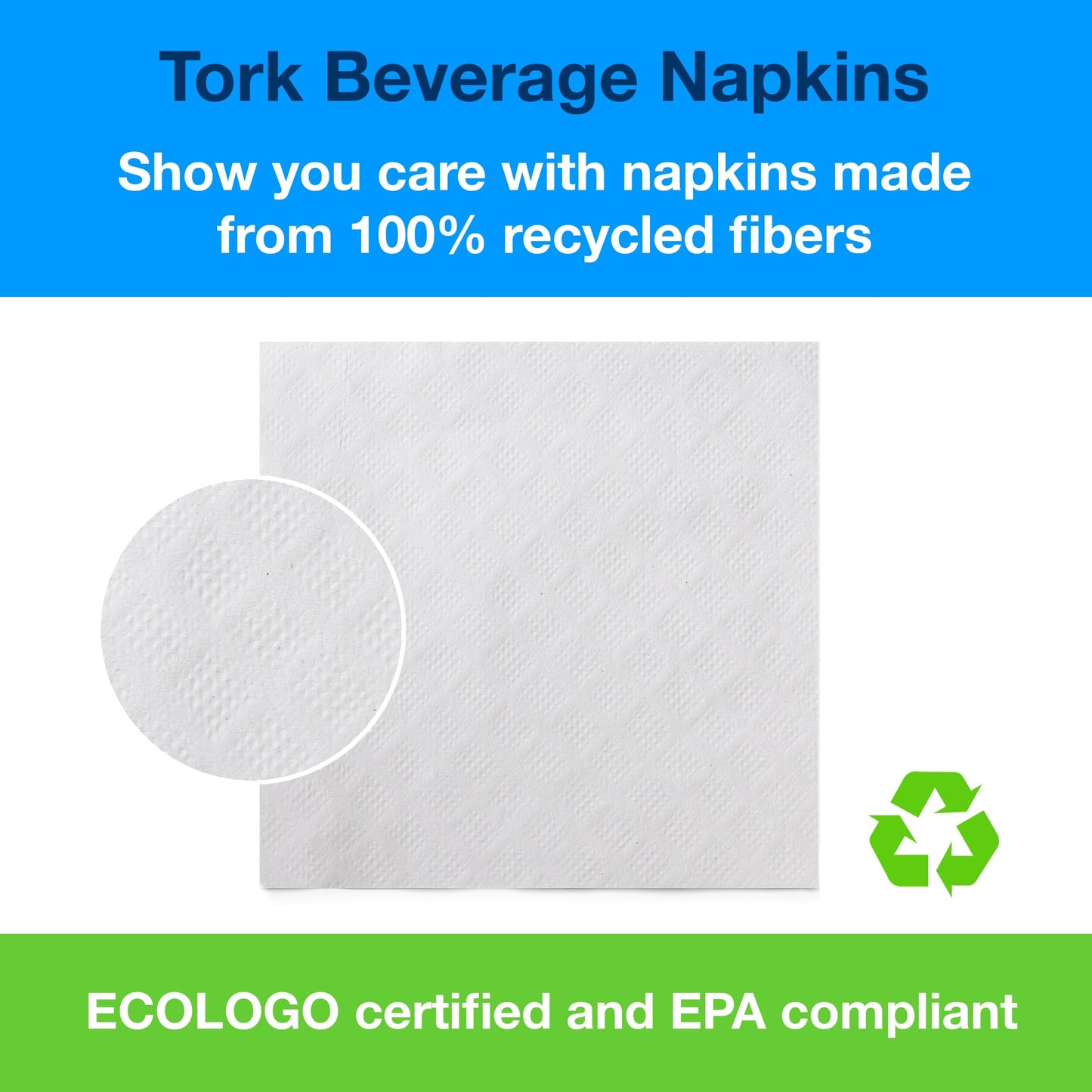 Tork Universal B1141A Beverage Napkin, 1-Ply, 1/4 Fold, 9.38" Width x 9.38" Length, White (Case of 8 Packs, 500 per Pack, 4,000 Napkins)